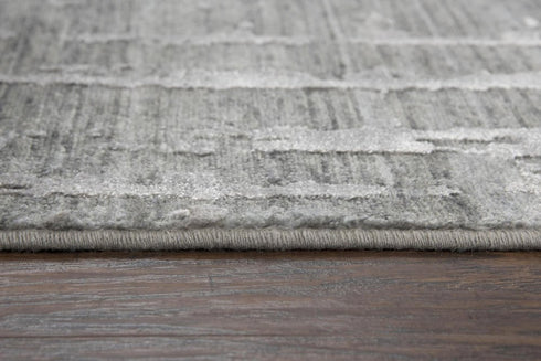 8' Gray And Light Gray New Zealand Lambs Wool Abstract Hand Carved Handmade Area Rug