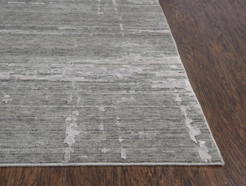 8' X 10' Gray And Light Gray New Zealand Lambs Wool Abstract Hand Carved Handmade Area Rug