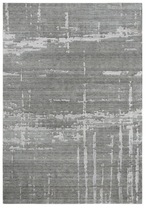 9' X 12' Gray And Light Gray New Zealand Lambs Wool Abstract Hand Carved Handmade Area Rug