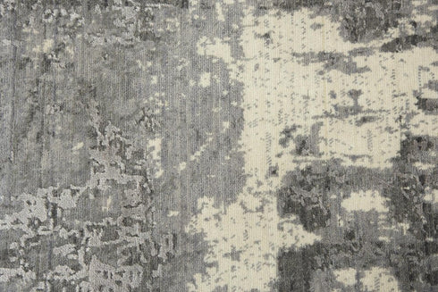 8' Gray And Ivory New Zealand Lambs Wool Abstract Hand Carved Handmade Area Rug