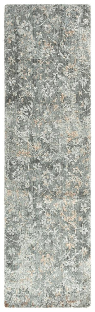 8' Gray And Beige New Zealand Lambs Wool Floral Hand Carved Handmade Area Rug