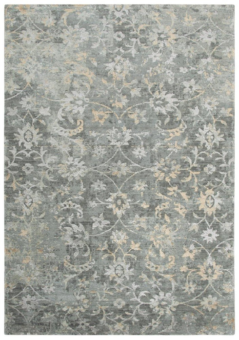 5' X 8' Gray And Beige New Zealand Lambs Wool Floral Hand Carved Handmade Area Rug