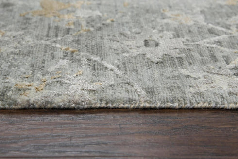 8' X 10' Gray And Beige New Zealand Lambs Wool Floral Hand Carved Handmade Area Rug
