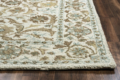 8' Blue And Ivory Wool Oriental Hand Tufted Area Rug