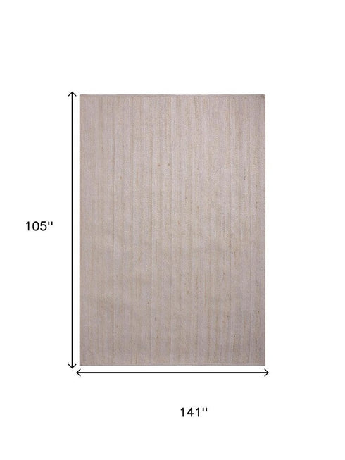 9' X 12' Ivory Beige And Tan Jute Hand Woven Area Rug
