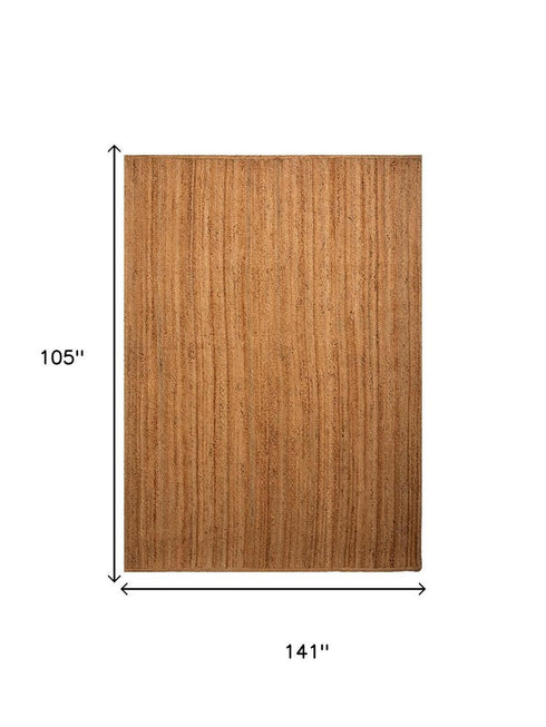 9' X 12' Natural And Beige Jute Hand Woven Area Rug