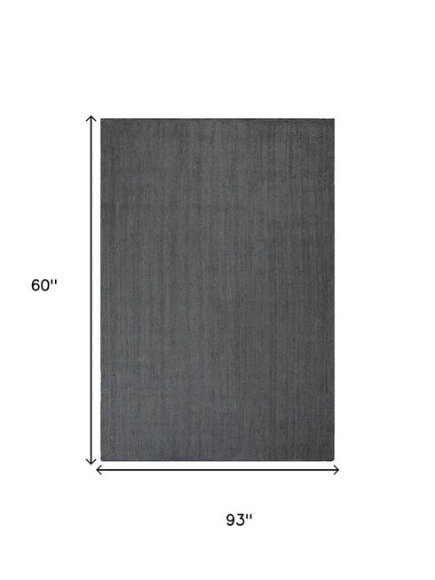 5' X 8' Gray And Beige Jute Hand Woven Area Rug