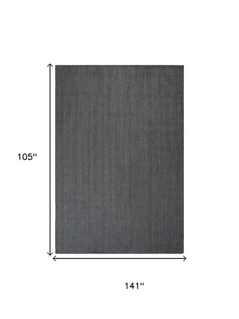 9' X 12' Gray And Beige Jute Hand Woven Area Rug