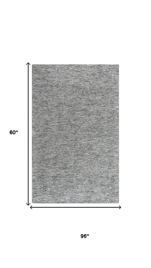5' X 8' Gray Charcoal And Black Wool Hand Tufted Area Rug