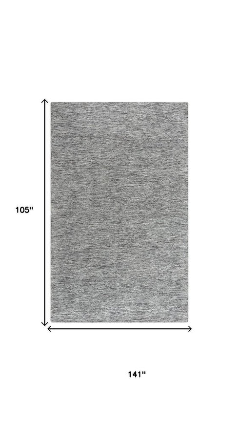 9' X 12' Gray Charcoal And Black Wool Hand Tufted Area Rug