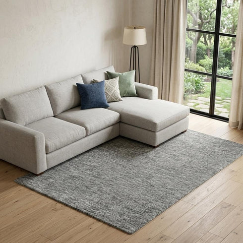 9' X 12' Gray Charcoal And Black Wool Hand Tufted Area Rug