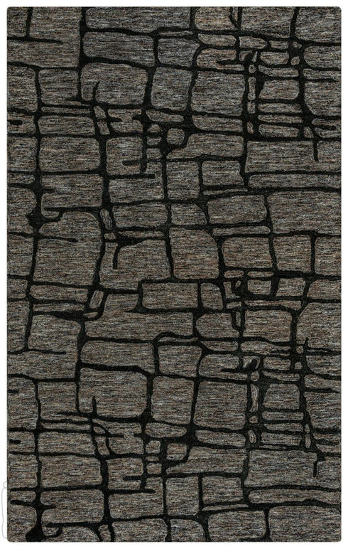 5' X 8' Charcoal Black And Gray Wool Abstract Hand Tufted Area Rug