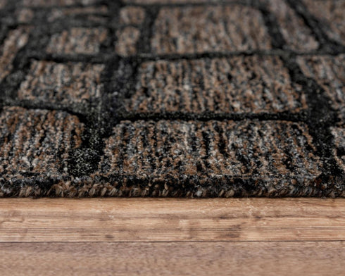 5' X 8' Charcoal Black And Gray Wool Abstract Hand Tufted Area Rug