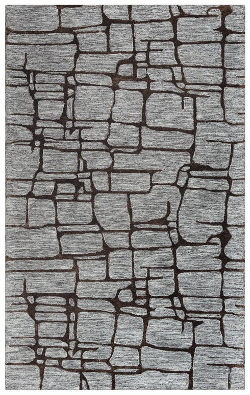 5' X 8' Gray Charcoal And Black Wool Abstract Hand Tufted Area Rug