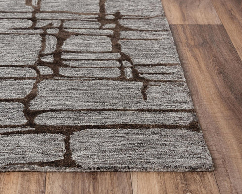5' X 8' Gray Charcoal And Black Wool Abstract Hand Tufted Area Rug