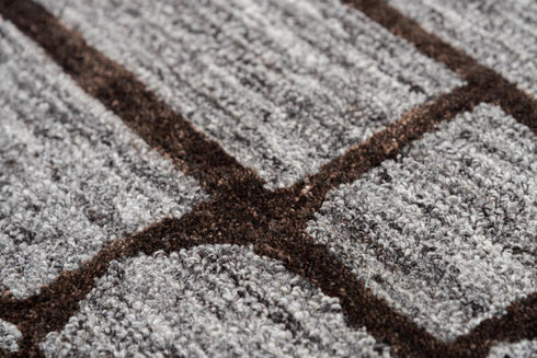 8' X 10' Gray Charcoal And Black Wool Abstract Hand Tufted Area Rug