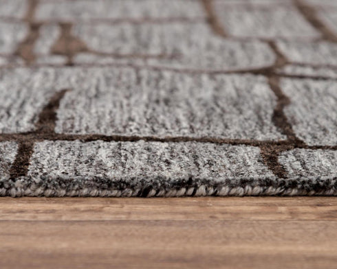 9' X 12' Gray Charcoal And Black Wool Abstract Hand Tufted Area Rug