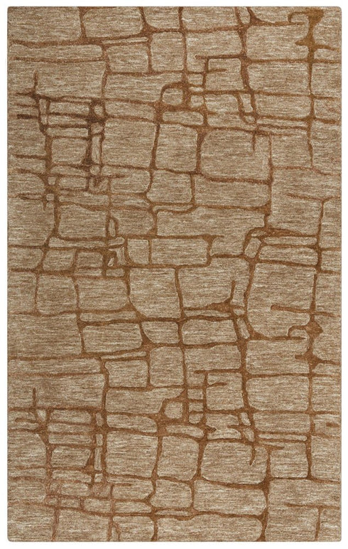 8' X 10' Brown Chocolate And Beige Wool Abstract Hand Tufted Area Rug