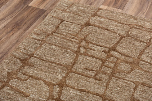 8' X 10' Brown Chocolate And Beige Wool Abstract Hand Tufted Area Rug