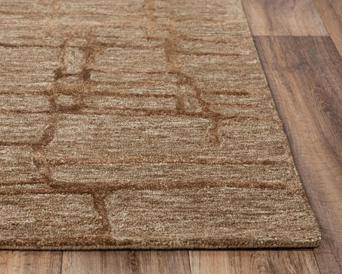 9' X 12' Brown Chocolate And Beige Wool Abstract Hand Tufted Area Rug