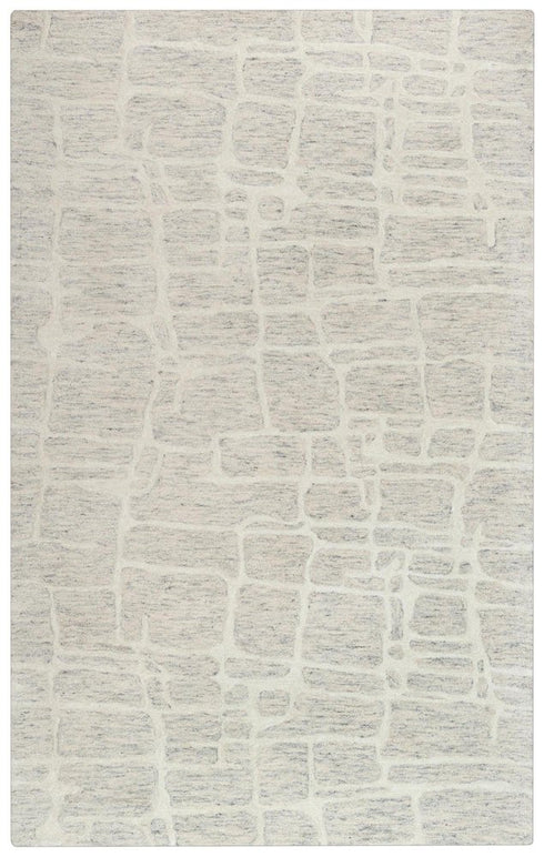 5' X 8' Ivory And Beige Wool Abstract Hand Tufted Area Rug