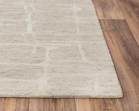 5' X 8' Ivory And Beige Wool Abstract Hand Tufted Area Rug