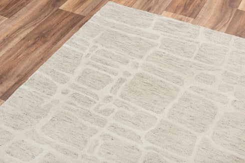 5' X 8' Ivory And Beige Wool Abstract Hand Tufted Area Rug