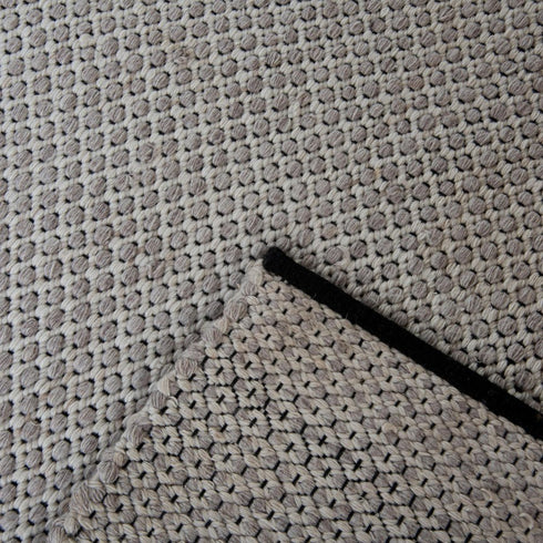 8' X 10' Beige Ivory And Black Geometric Hand Woven Area Rug With UV Protection