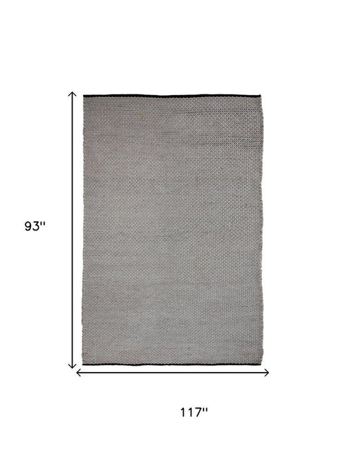 8' X 10' Beige Ivory And Black Geometric Hand Woven Area Rug With UV Protection