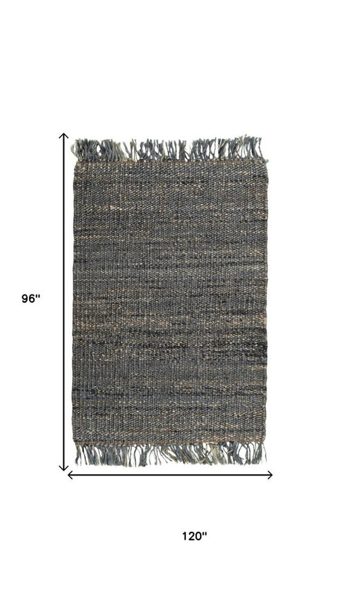 8' X 10' Gray And Brown Jute Hand Woven Area Rug