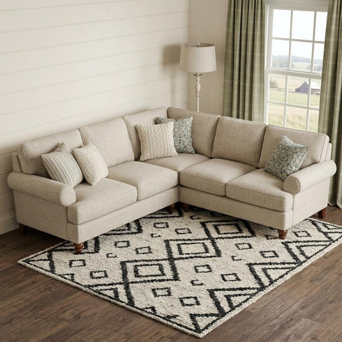 8' X 10' Beige And Black Jute Geometric Hand Woven Area Rug