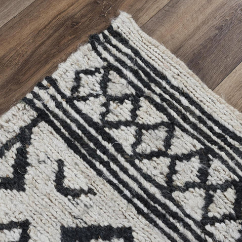 9' X 12' Beige And Black Jute Geometric Hand Woven Area Rug