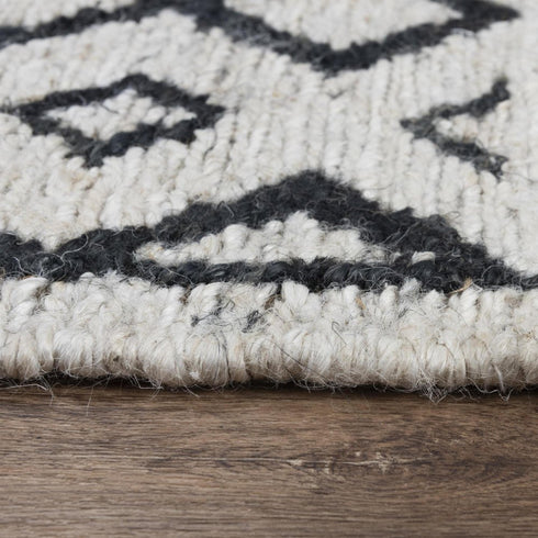 9' X 12' Beige And Black Jute Geometric Hand Woven Area Rug