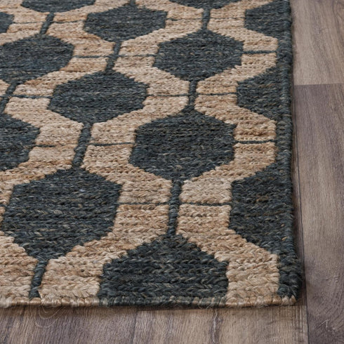 8' X 10' Charcoal And Gray Jute Trellis Hand Woven Area Rug