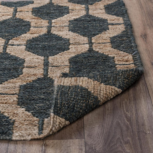 8' X 10' Charcoal And Gray Jute Trellis Hand Woven Area Rug