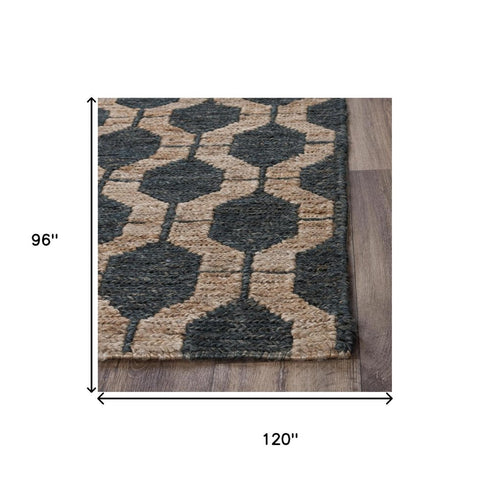 8' X 10' Charcoal And Gray Jute Trellis Hand Woven Area Rug