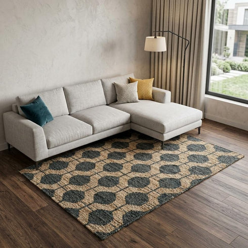 9' X 12' Charcoal And Gray Jute Trellis Hand Woven Area Rug