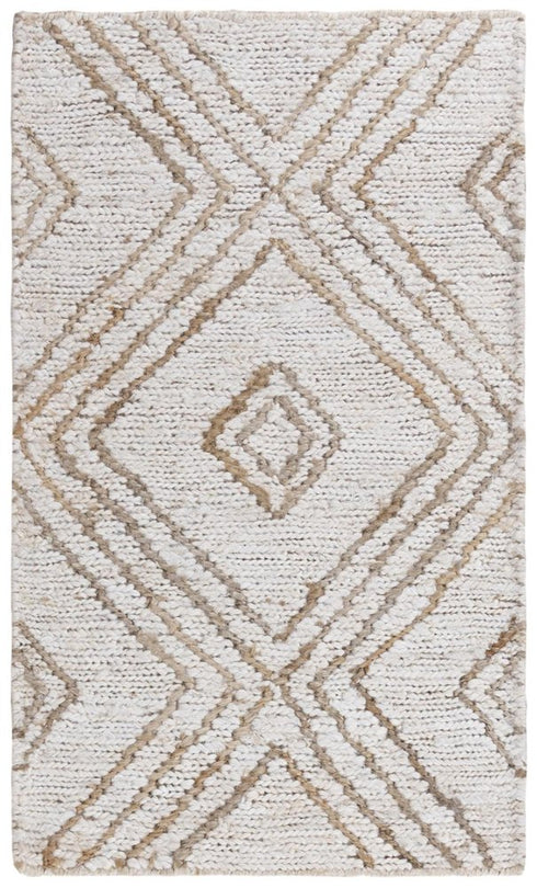 9' X 12' Beige And Natural Jute Geometric Hand Woven Area Rug