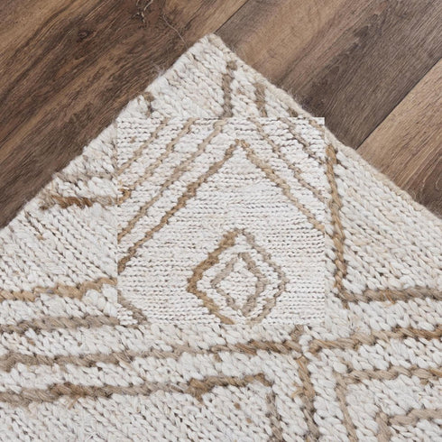 9' X 12' Beige And Natural Jute Geometric Hand Woven Area Rug