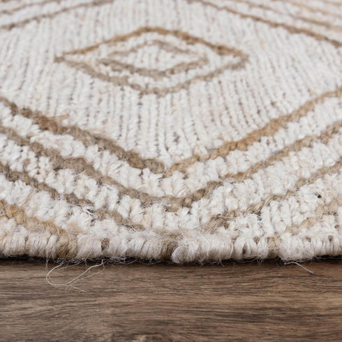 9' X 12' Beige And Natural Jute Geometric Hand Woven Area Rug