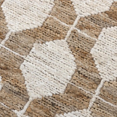 8' X 10' Natural And Ivory Jute Geometric Hand Woven Area Rug