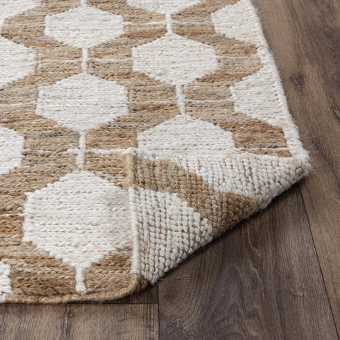 8' X 10' Natural And Ivory Jute Geometric Hand Woven Area Rug
