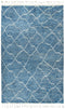 5' X 8' Blue And Natural Wool Geometric Hand Knotted Area Rug