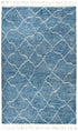 5' X 8' Blue And Natural Wool Geometric Hand Knotted Area Rug
