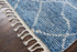 5' X 8' Blue And Natural Wool Geometric Hand Knotted Area Rug