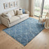 5' X 8' Blue And Natural Wool Geometric Hand Knotted Area Rug