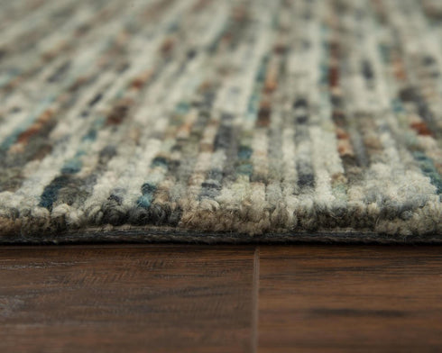 5' X 8' Gray Blue And Brown Wool Hand Tufted Area Rug