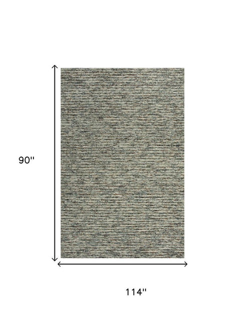 8' X 10' Gray Blue And Brown Wool Hand Tufted Area Rug