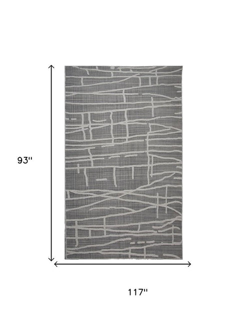 8' X 10' Gray And Ivory Wool Abstract Hand Tufted Area Rug