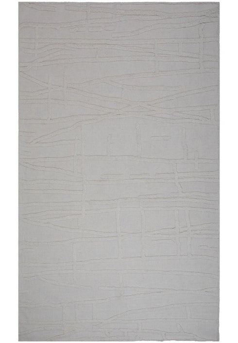 8' X 10' Ivory And Natural Wool Abstract Hand Tufted Area Rug